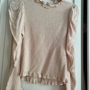 Stellah Cream Textured Ruffle Blouse NWOT
